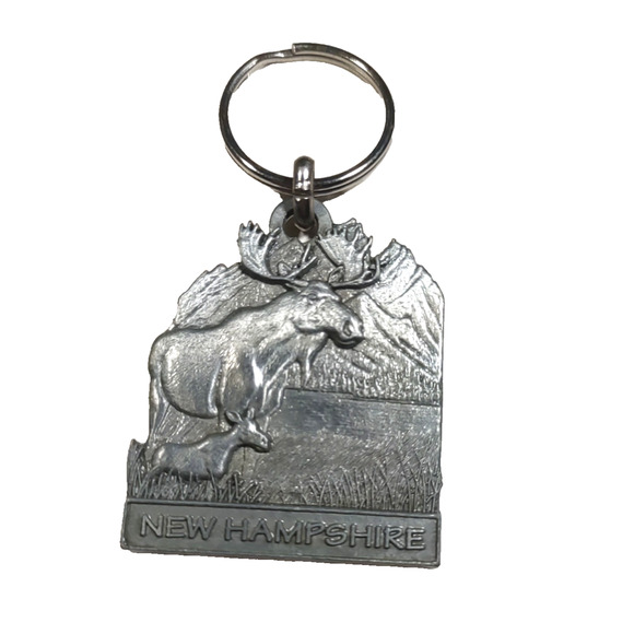 The Moose New Hampshire Pewter Keychain Alges Alges Made In Canada - Picture 2 of 5